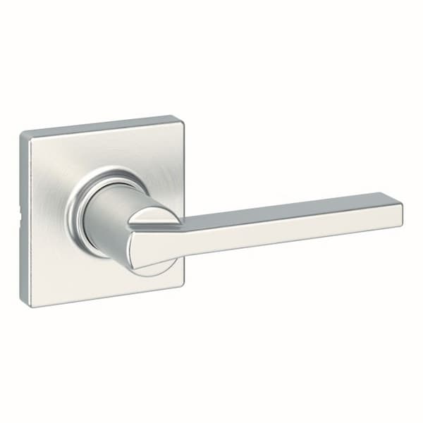 Casey Lever with Square Rose Passage Door Lock with 6AL Latch and RCS Strike Satin Nickel Finish